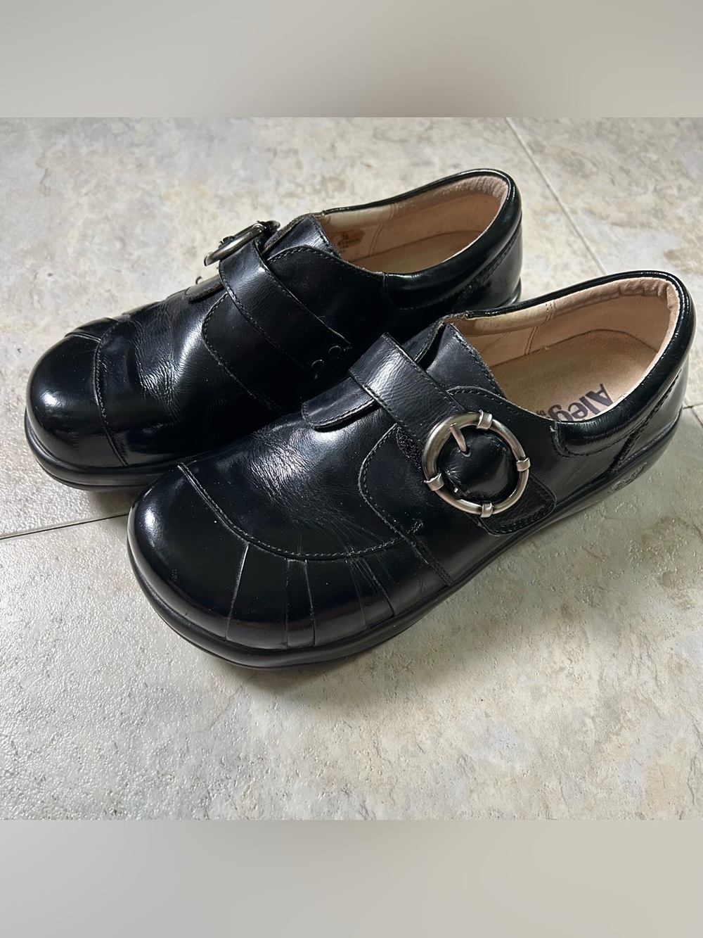 Alegria black buckle shoe